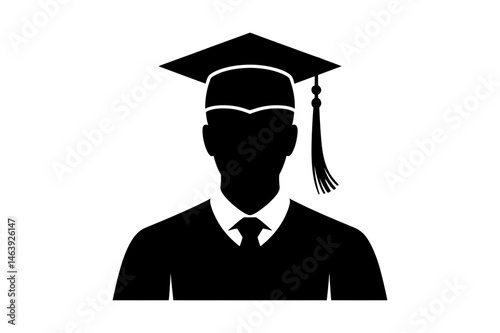 Graduation silhouette with cap and gown vector