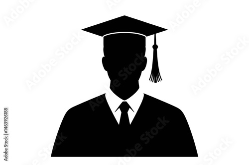 Graduation silhouette of a student in cap and gown