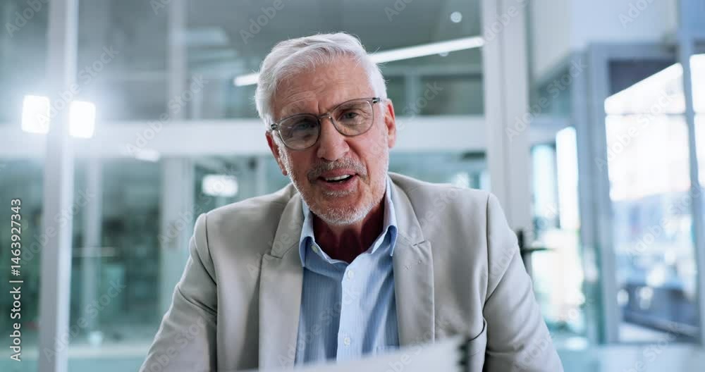 Face, business and man with video call, conversation and online meeting with tax report, feedback or stats. Mature person, investor or employee in office, virtual chat or communication with documents Face, business and man with video call, conversation and online meeting with tax report, feedback or stats. Mature person, investor or employee in office, virtual chat or communication with documents