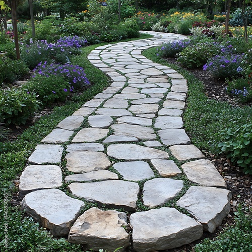 Winding Stone Path Through Garden