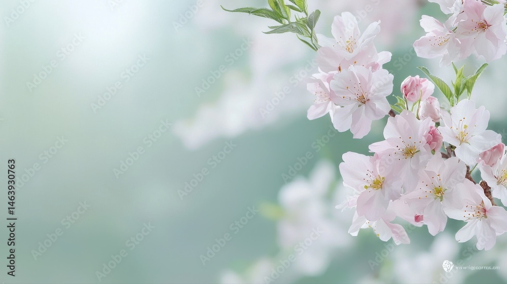 Obraz premium Delicate Pink Cherry Blossom Flowers Close-up in Spring blossom spring delicate cherry blossom bloom