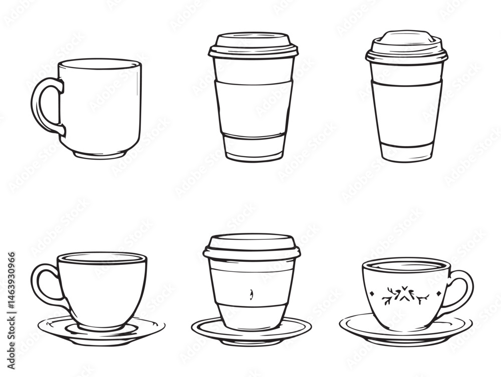contemporary coffee cup with simple line art contemporary coffee cup with simple line art