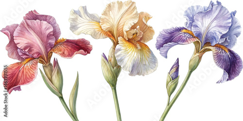 Three Watercolor Irises