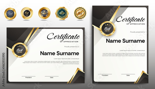Modern University Certificate Template. Horizontal certificate For award, business, and education needs. Diploma vector template.  Vector