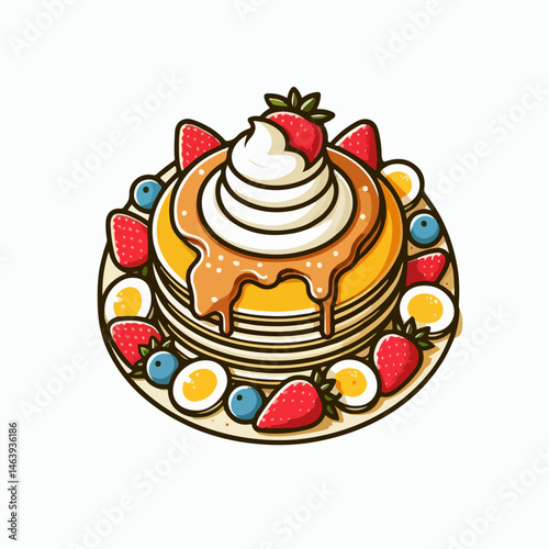 Illustration of a full topping birthday cake