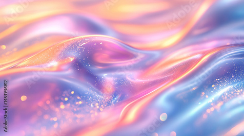 Metallic Pastels Iridescent Fluid Wave Backgro Sunset photo