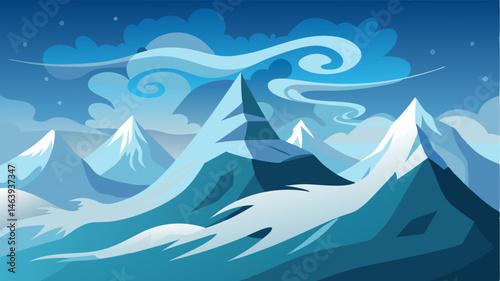 The chilly winds whistle through the snowy peaks creating an eerie and enchanting atmosphere.