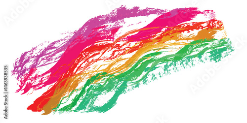Abstract illustration painting featuring of colorful brush strokes  on a white background