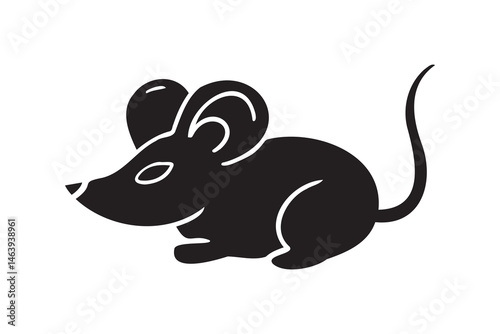 mouse silhouette monochrome with patterns illustration. Trendy creative fabulous mystic folklore 