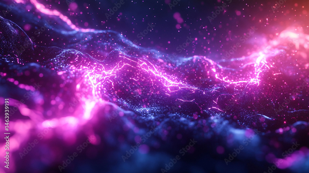 Fototapeta premium Blue And Tones Purple Electric Neon Dark Void Against