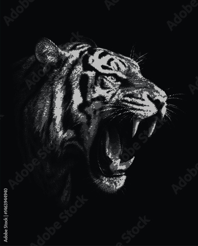 Tiger halftone vector image. Good for a T-shirt or another purpose.