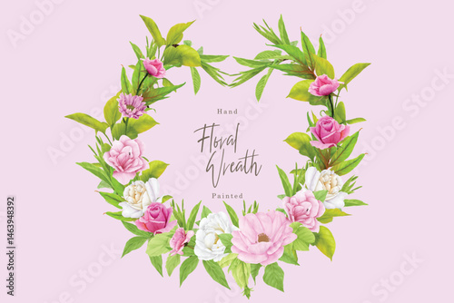 Beautifil watercolor rose wreath design
