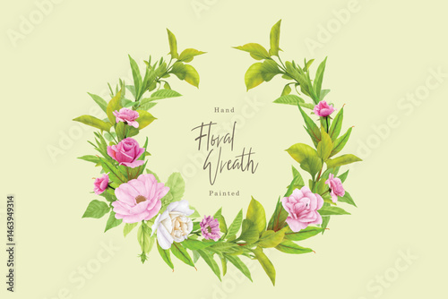 Beautifil watercolor rose wreath design