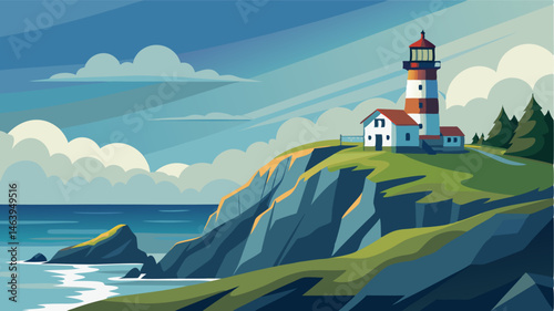 Surrounded by rolling hills and rugged cliffs this historic lighthouse has stood watch over the turbulent ocean for generations a guardian of all who traverse its waters.