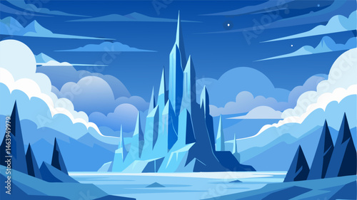 Towering spires of ice and snow create a mesmerizing panorama that seems to touch the clouds.