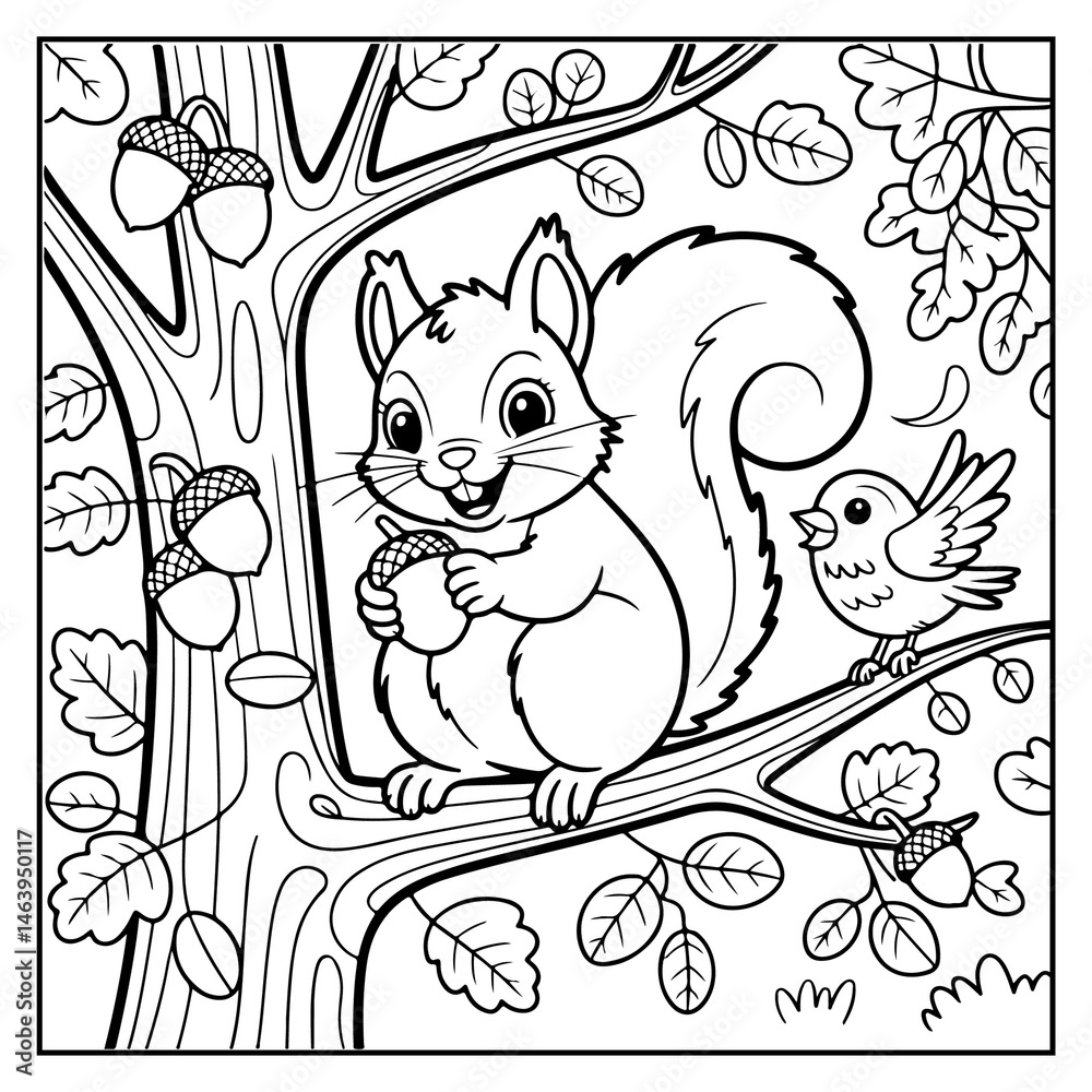 Fototapeta premium Cozy Autumn Bold And Easy Coloring Book for Kids and Adults