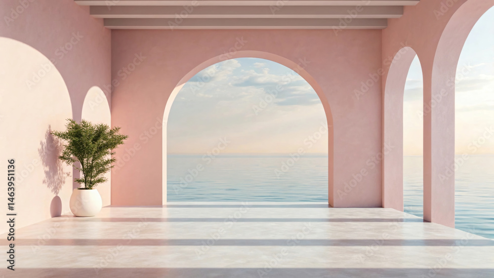 Fototapeta premium Watercolor Minimalist Background with Dreamy 3D Design Style