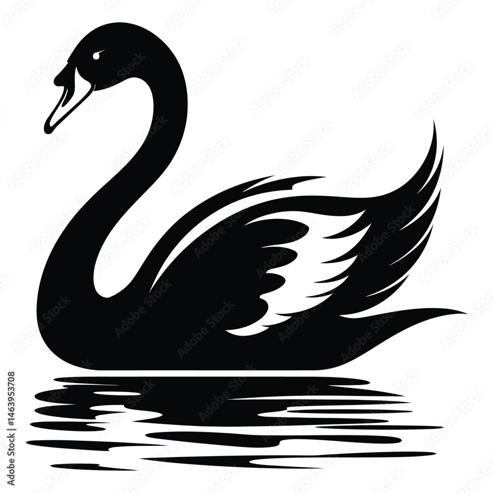 Fototapeta premium Swan silhouette clipart on a white background