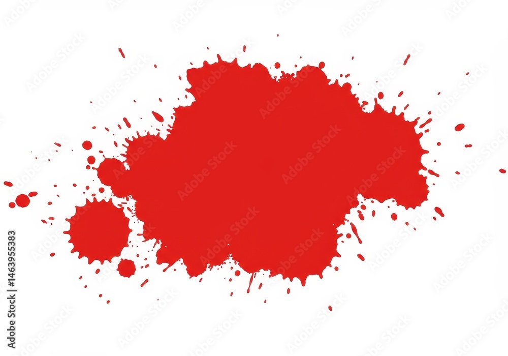 Illustration Red Splash Paint Blot Design Element on White Backdrop Illustration Red Splash Paint Blot Design Element on White Backdrop