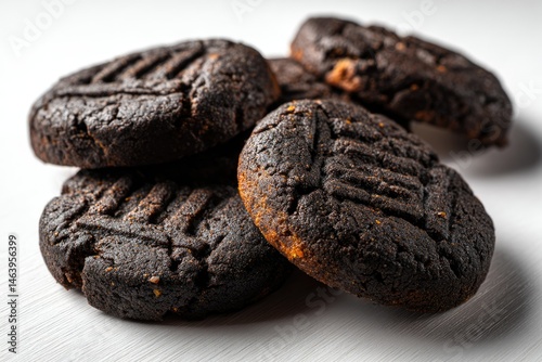 Dark Chocolate Cookies: Rich, Textured, and Rustic Still Life photo