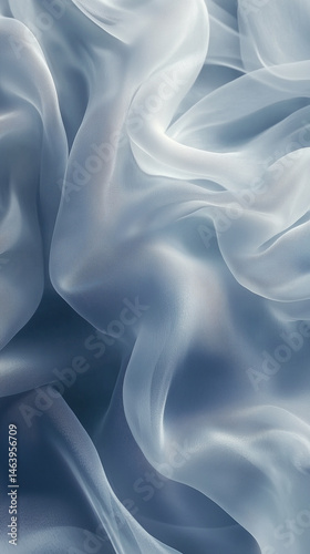 A close up of soft white silk fabric, elegantly flowing with smooth folds, creating a delicate and luxurious feel.