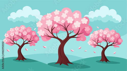 The elegant cherry trees stand tall and proud their delicate and fleeting blooms serving as a reminder to appreciate the beauty of each passing moment.