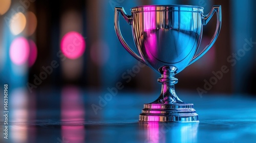 Award Trophy: Neon Lights, Achievement, Success, Victory, Prize, Competition, Glory, Celebration, Triumph, Accomplishment, Recognition