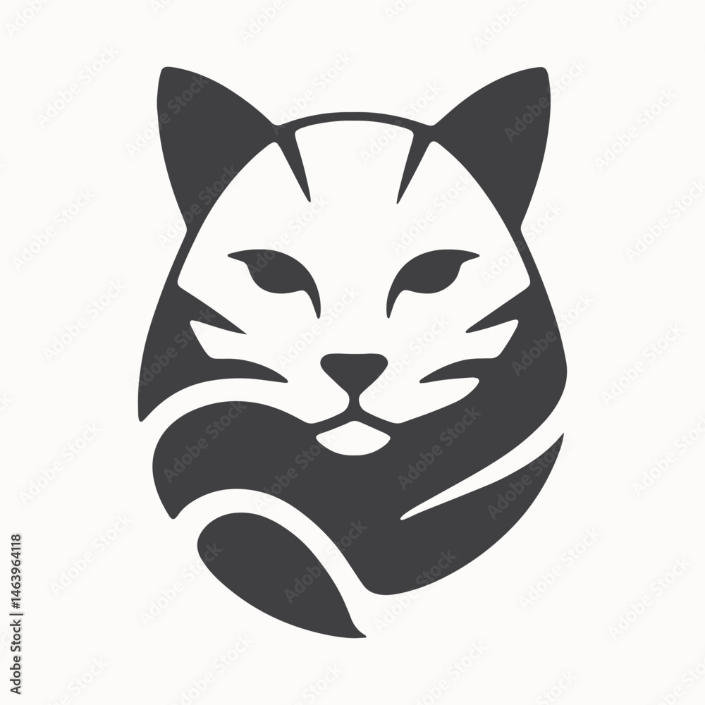 Fototapeta premium Abstract Cat Silhouette Minimalist Feline Design vector