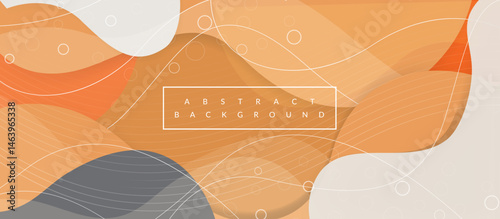  modern abstract layered background with Fluid flowing organic shapes in muted orange, beige, and gray, accented by  lines and circles