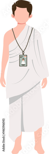 Young Man in Ihram Garb with Pilgrim ID