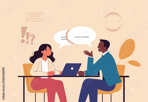 Business Meeting Communication Between Diverse Coworkers Discussing Ideas In An Office Space