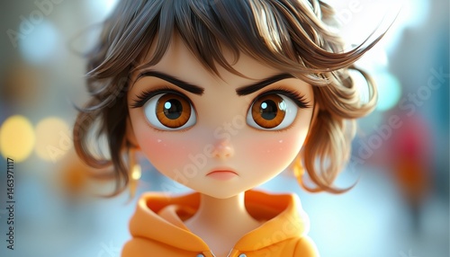 3d girl angry