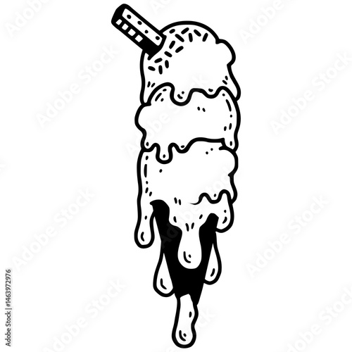melting double scoop ice cream outline