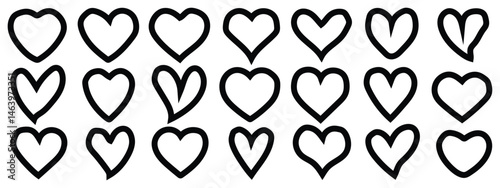 Black heart icons set. Heart icon. Different simple vector hearts and love. 