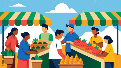 Rows of vendors display their vibrant produce enticing passersby to stop and sample their goods.