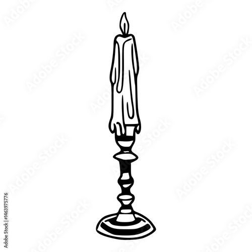 elegant candle in holder line art