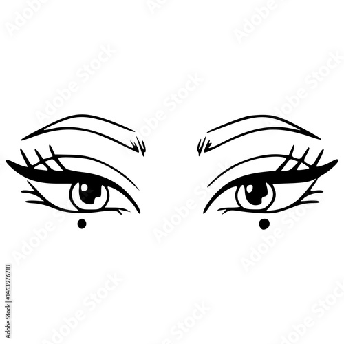 fashionable eyes makeup line art