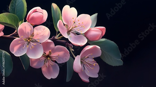 Delicate blossoms on a dark background.