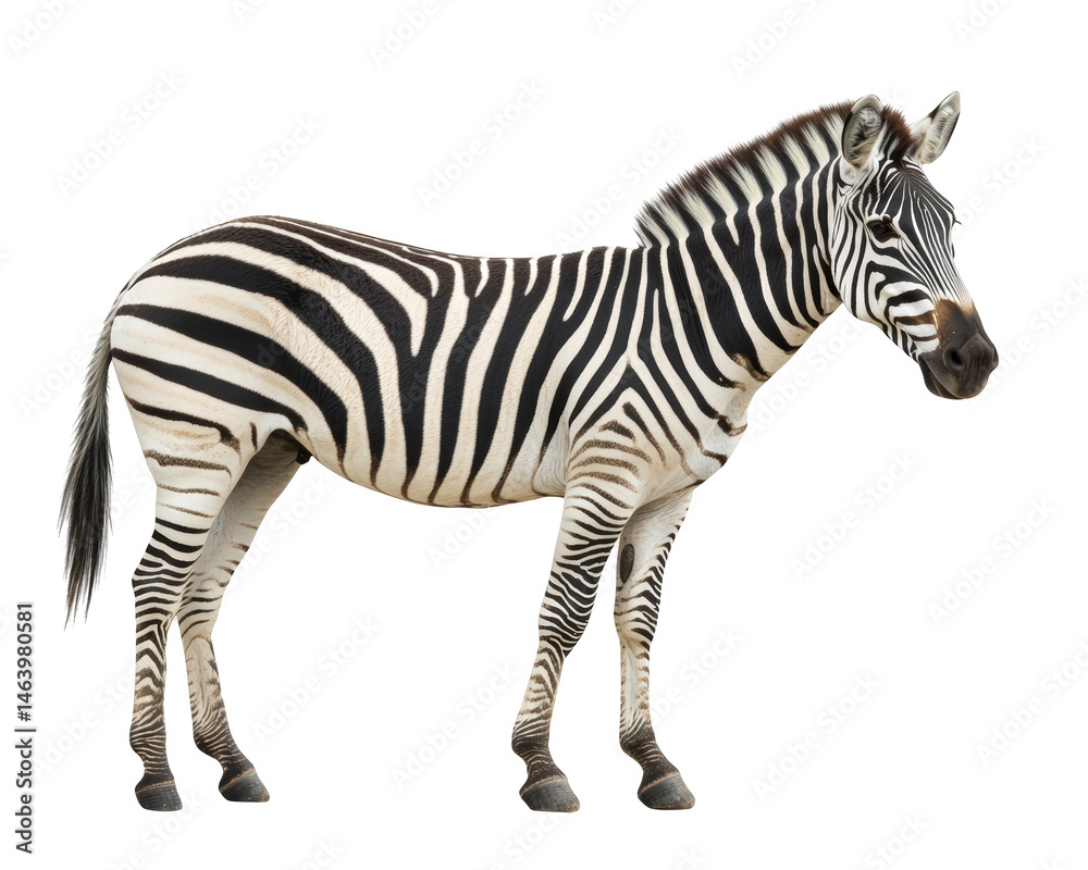 Fototapeta premium Isolated Full Standing Zebra Animal Illustration with Stripes