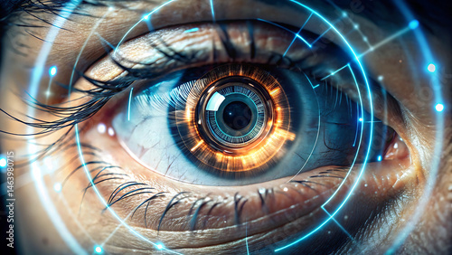 Futuristic Eye with Technological Interface