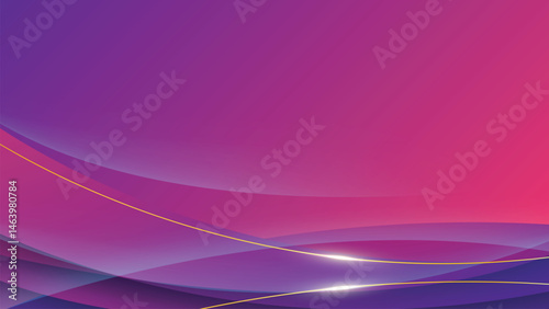 Abstract Purple Pink Gradient Background With Wavy Lines And Yellow Dots