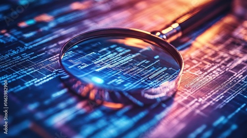 Wallpaper Mural Magnifying Glass Inspecting Code, Information Technology Cyber Security, Data Analysis Torontodigital.ca