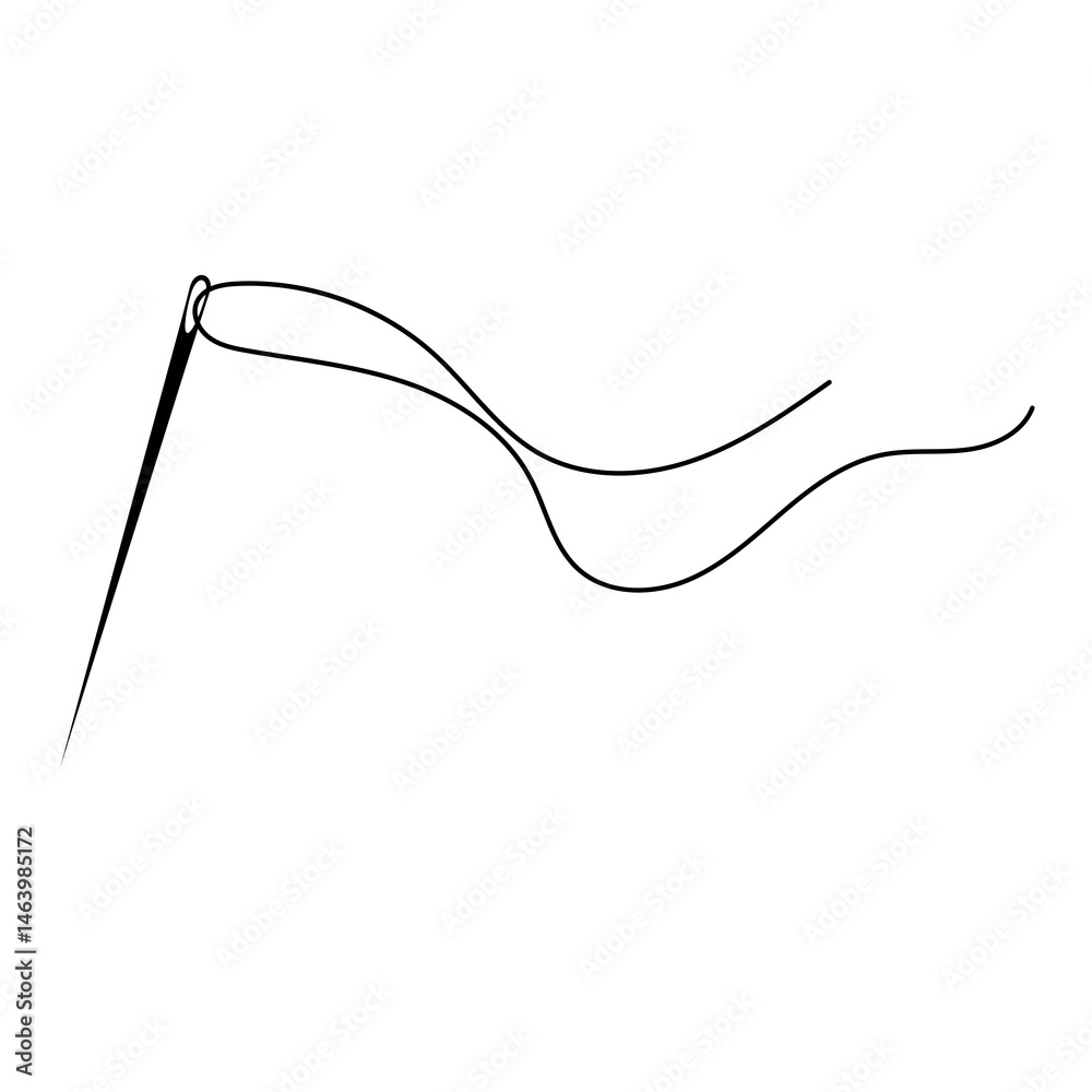 Obraz premium Sewing needle with thread. Element for tailor, handmade designs and branding