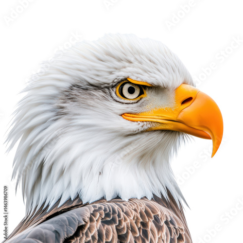 Isolated Majestic Bald Eagle Head in Profile Close Up