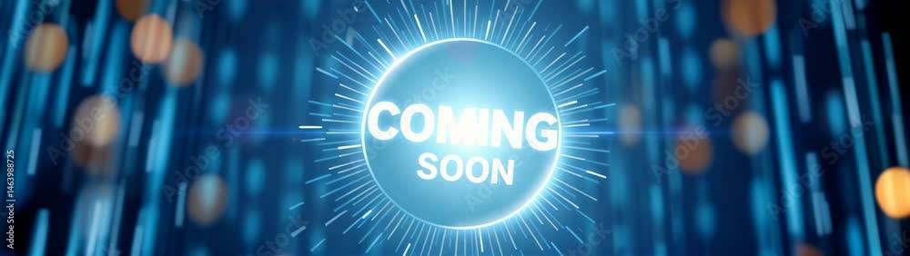 Glowing sign that says coming soon