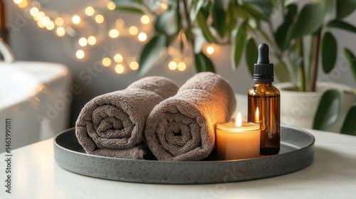 Spa Day Relaxation Rolled Towels Candle Essential Oil