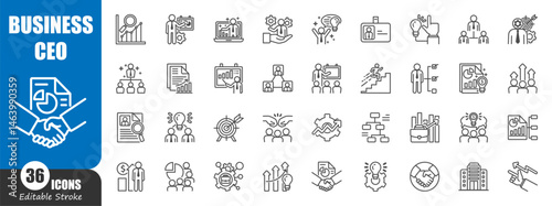 Business and CEO outline icon . Editable stroke . Vector .