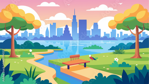 The tranquil waters of the river provide a picturesque setting for this urban park where visitors can enjoy a peaceful picnic or simply take in the stunning views of the city and