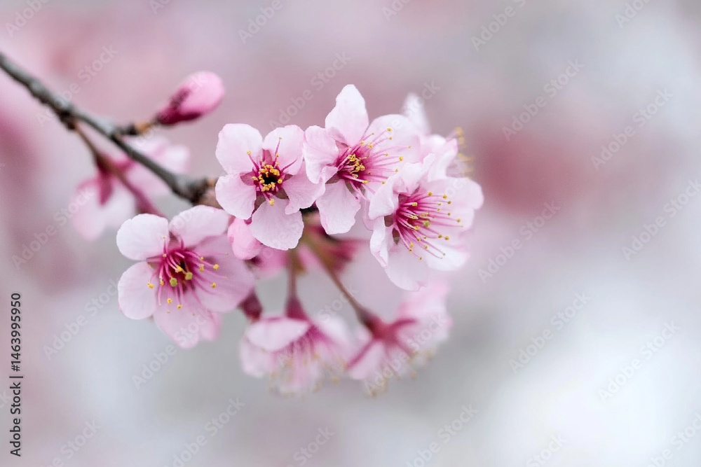 Fototapeta premium Cherry blossoms bloom vibrantly in spring creating a colorful and serene atmosphere