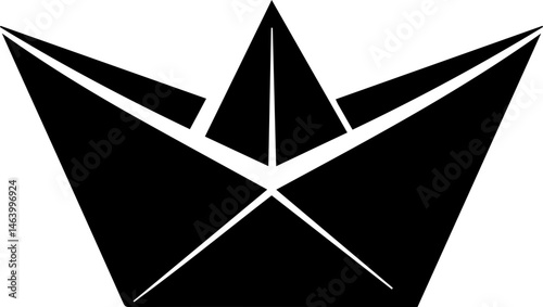 Origami Paper Boat Silhouette Icon